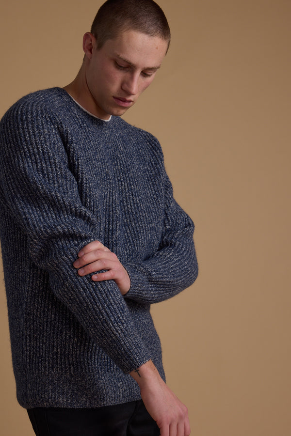 Barkers Hawthorn Woollen Crew in blue marl, relaxed fit
