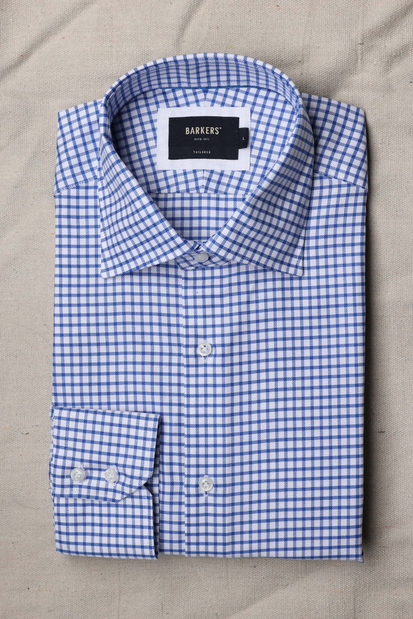Barkers Acer Business Shirt in navy check, tailored fit, additional view