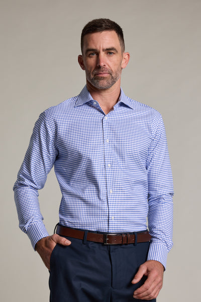 Barkers Acer Business Shirt in navy check, tailored fit