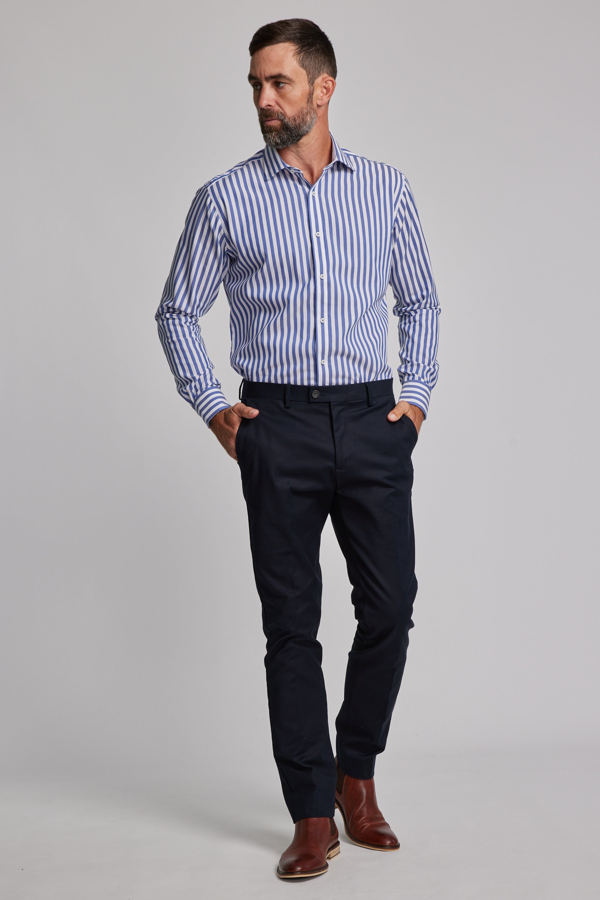 Barkers Midway Shirt in blue/white, tailored fit, additional view