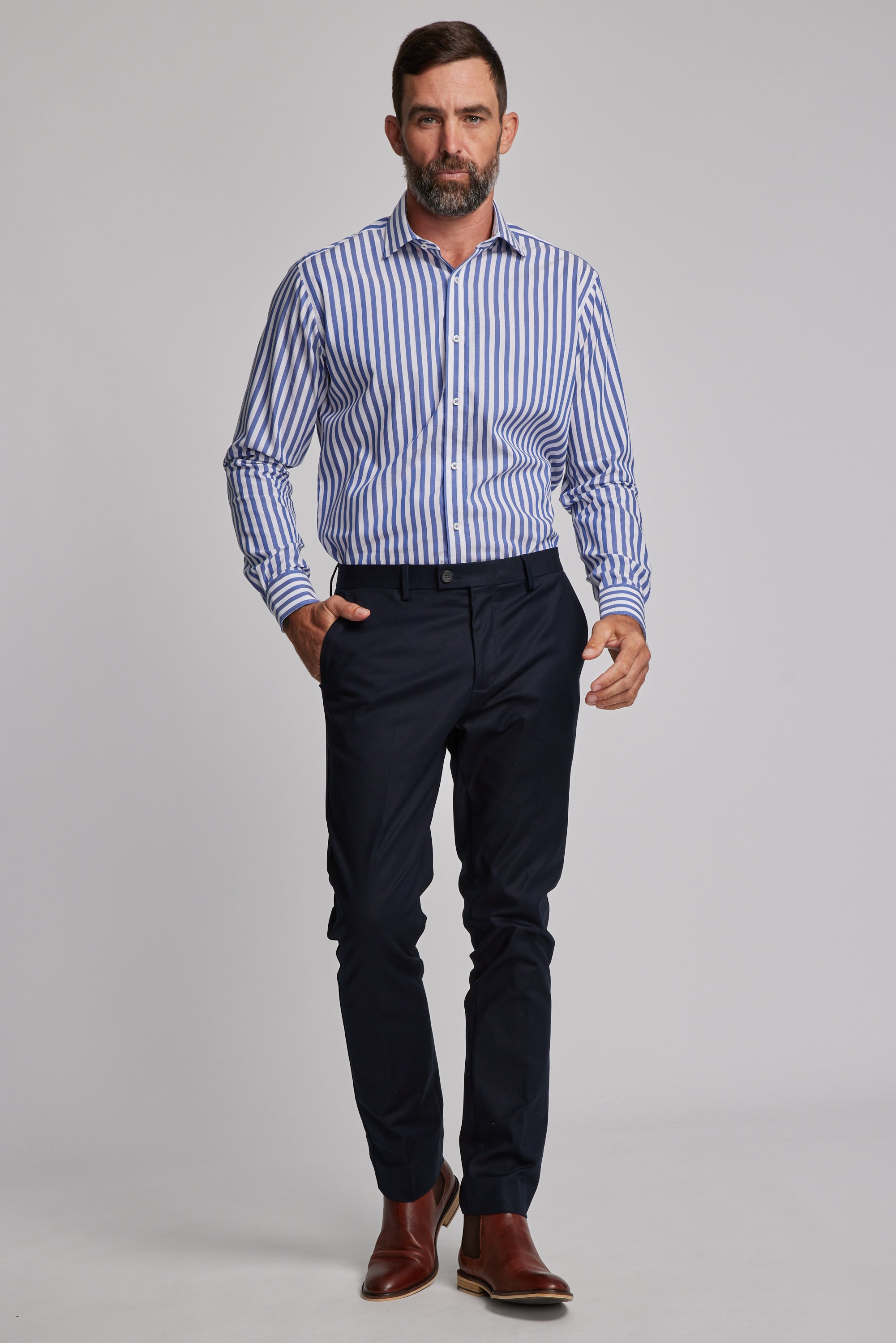 Barkers Midway Shirt in blue/white, tailored fit