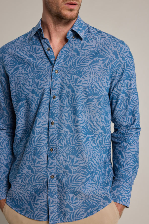 Barkers Arran Print Shirt in chambray, slim fit, additional view
