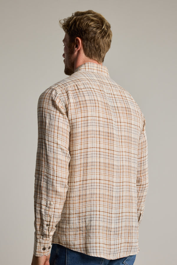 Barkers Corwin Check Shirt in brown check, tailored fit, additional view
