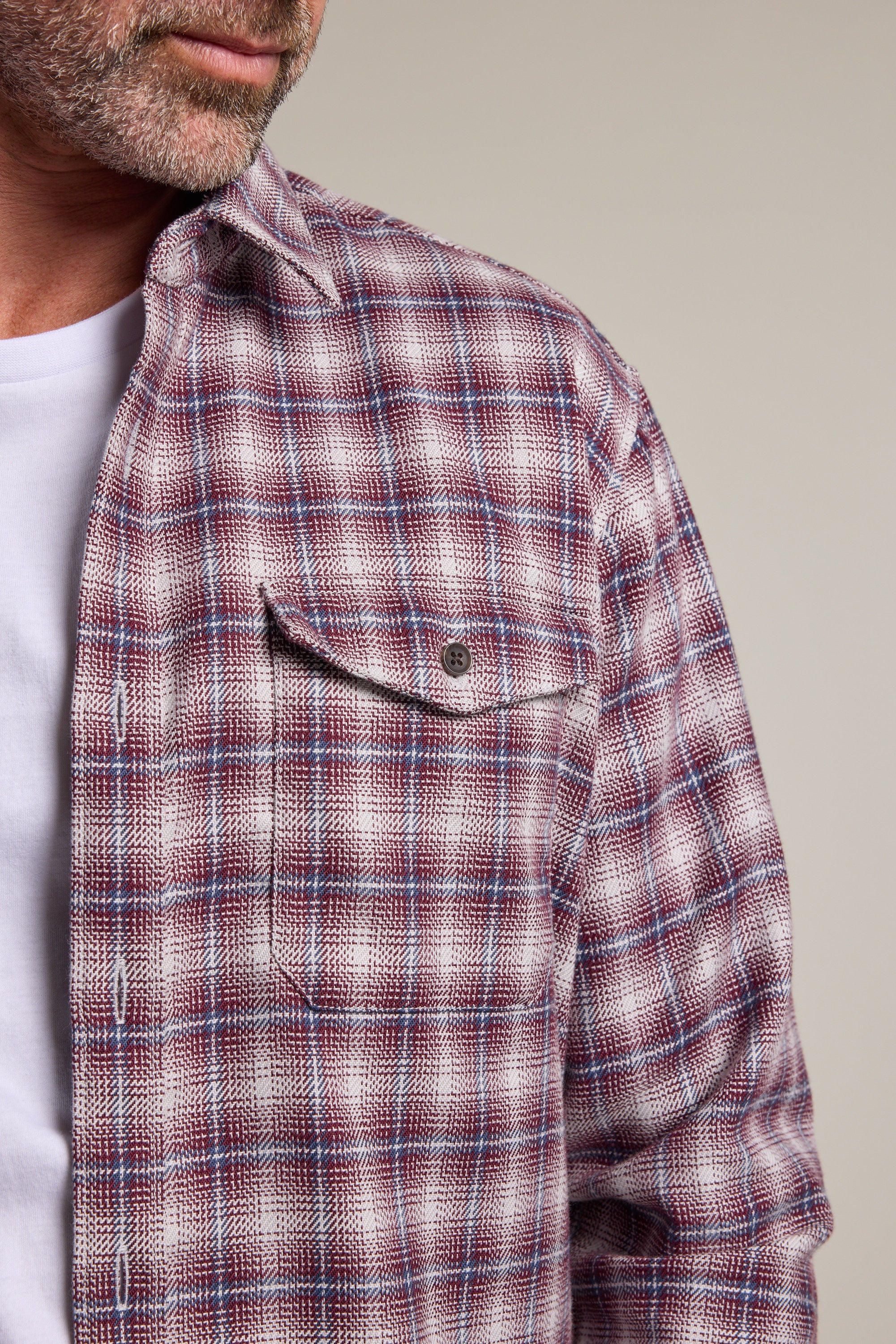 Barkers Byrd Check Overshirt in red check, additional view