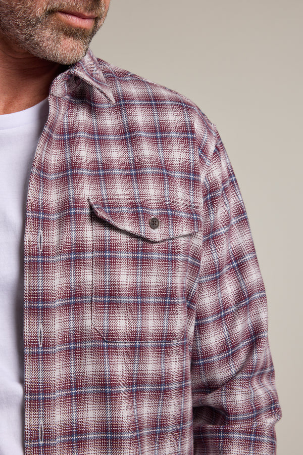 Barkers Byrd Check Overshirt in red check, additional view