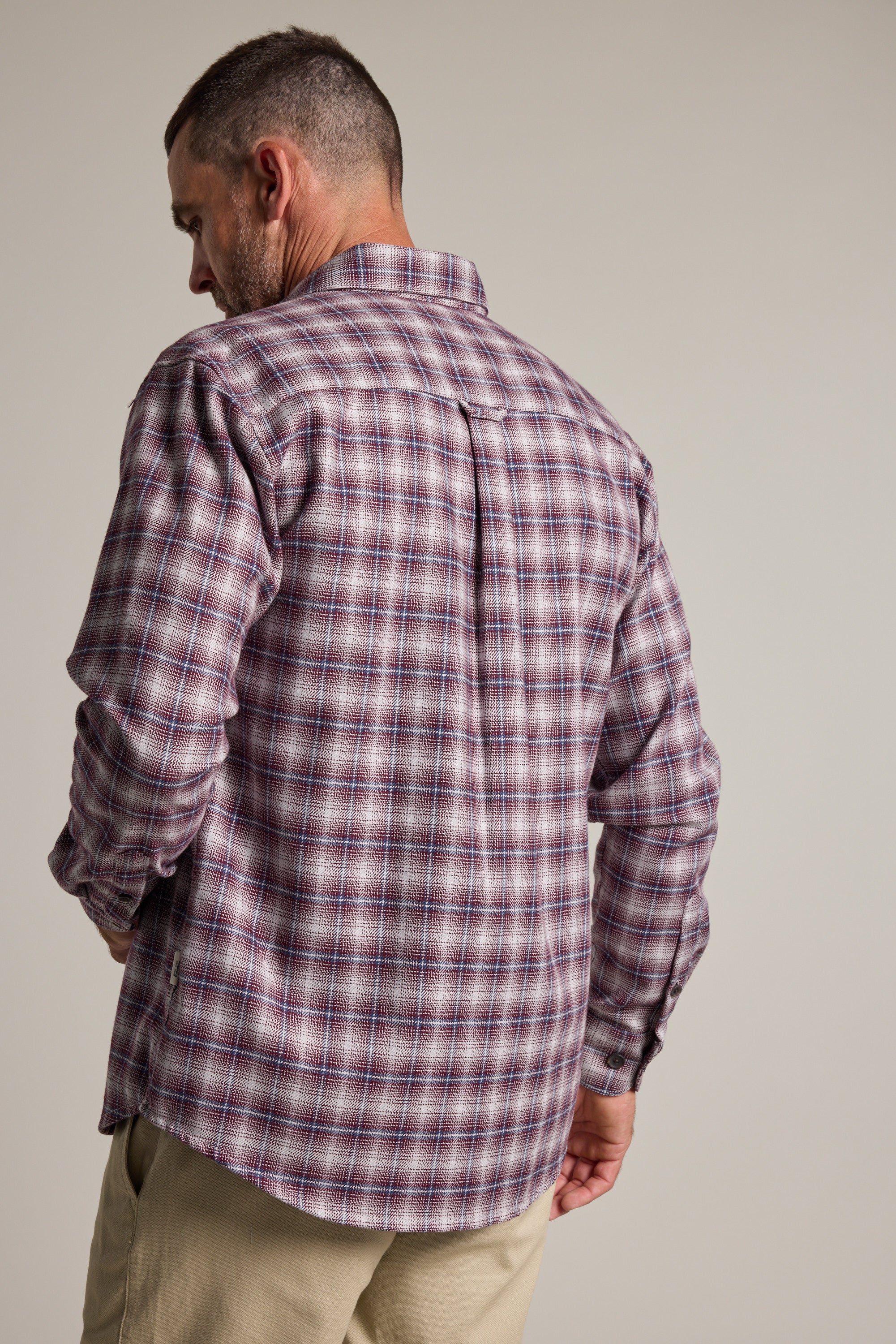 Barkers Byrd Check Overshirt in red check, additional view