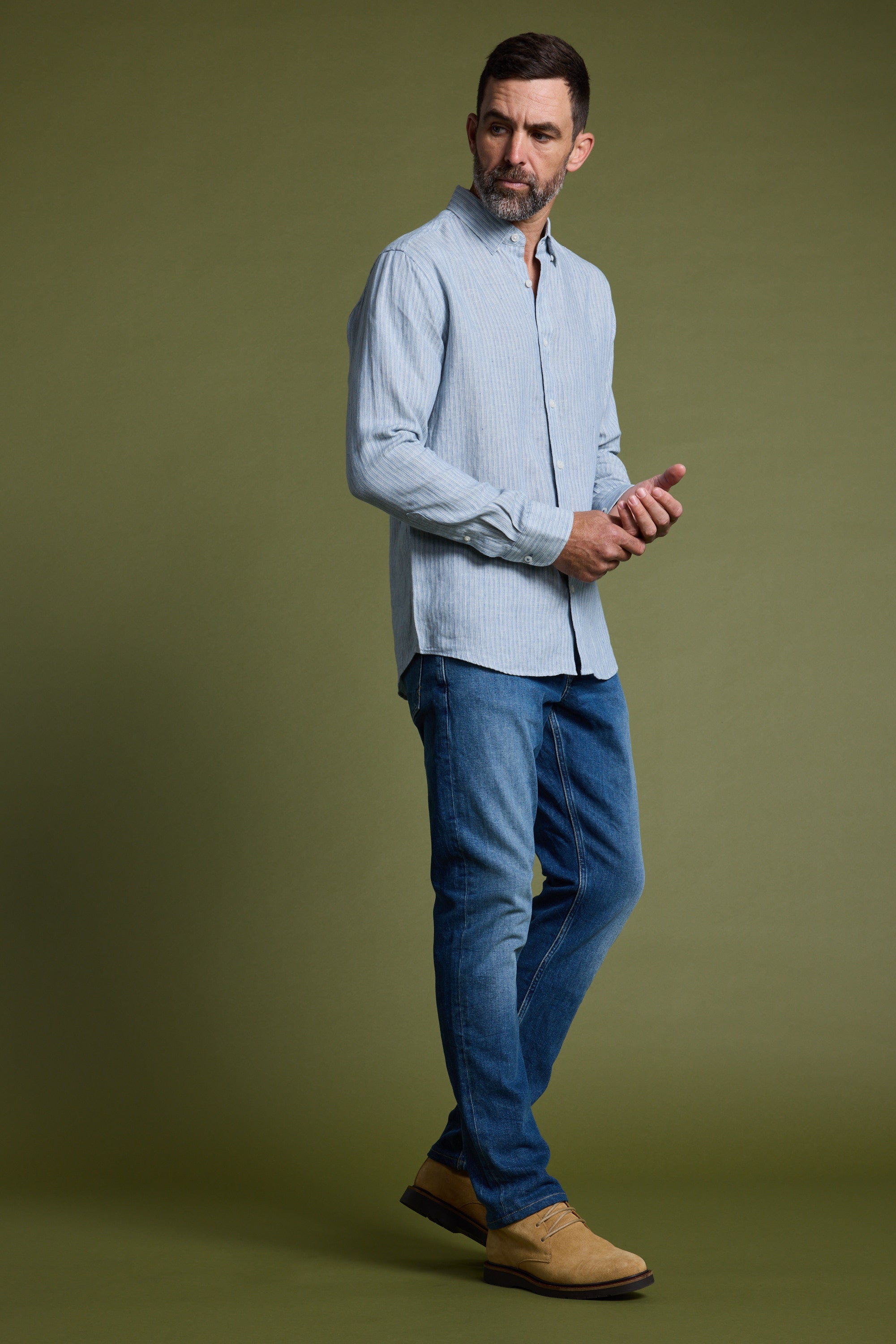 Barkers Waterford Shirt in blue stripe, tailored fit, alternate view