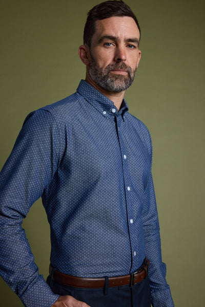 Barkers Midlands AOP Shirt in blue, tailored fit