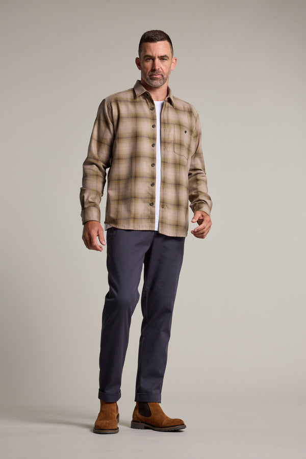 Barkers Presley Check Overshirt in green check, relaxed fit