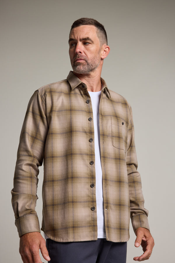 Barkers Presley Check Overshirt in green check, relaxed fit, additional view