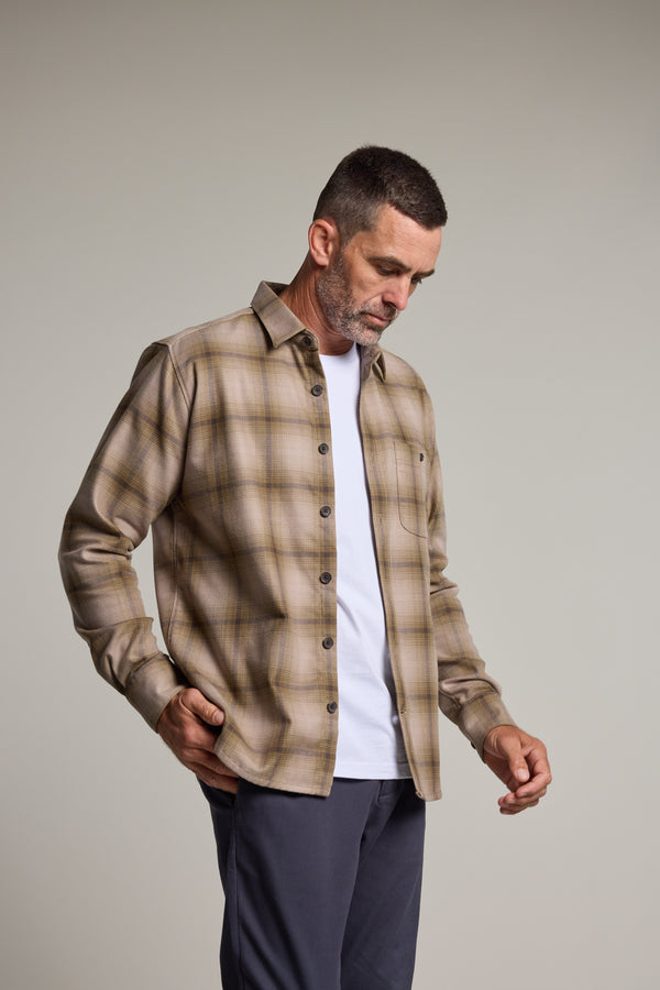 Barkers Presley Check Overshirt in green check, relaxed fit, alternate view