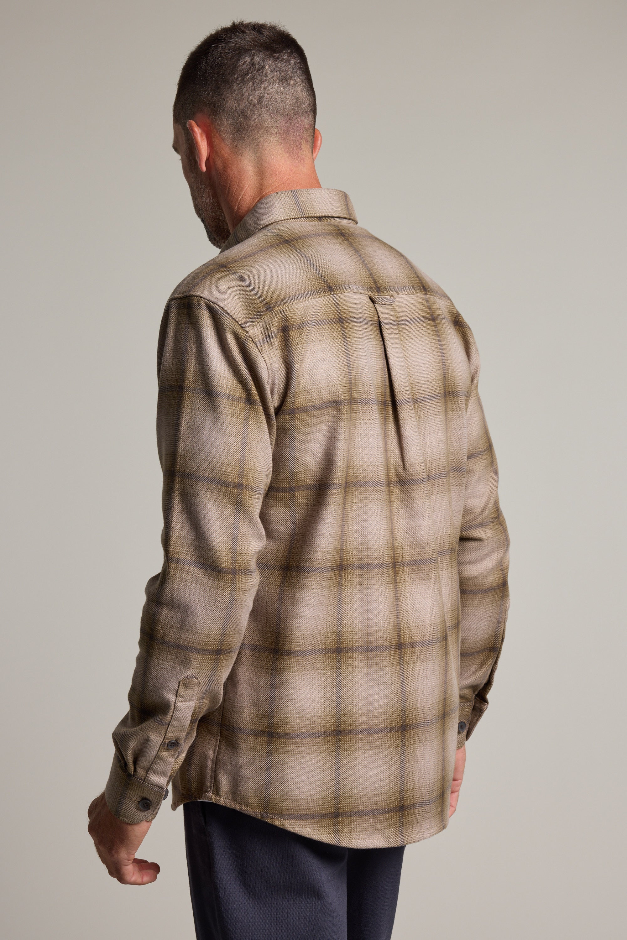 Barkers Presley Check Overshirt in green check, relaxed fit, additional view