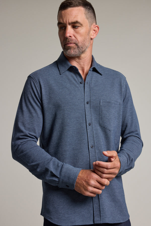 Barkers Frye Knit Shirt in navy, classic fit
