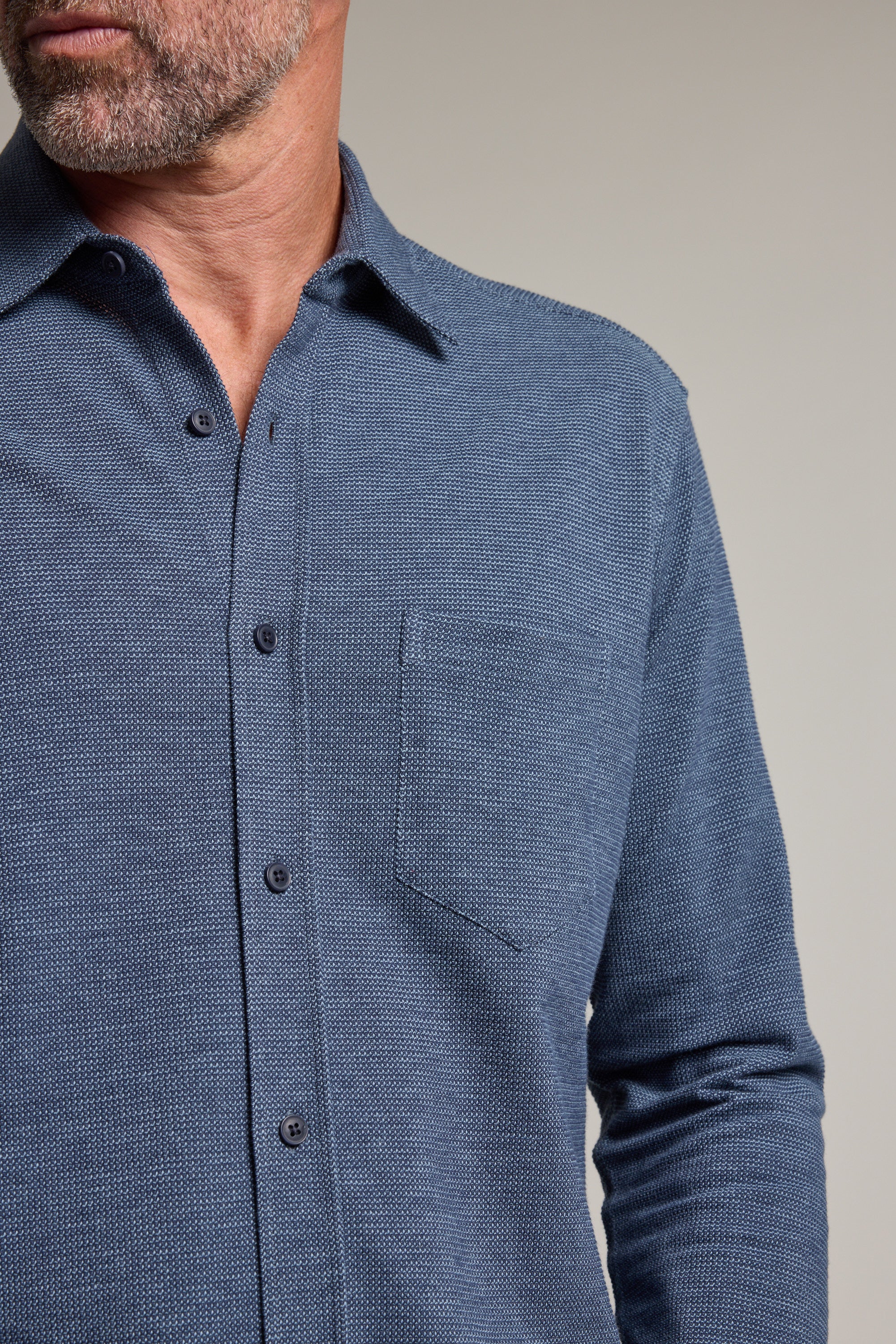 Barkers Frye Knit Shirt in navy, classic fit, additional view