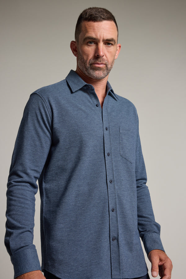 Barkers Frye Knit Shirt in navy, classic fit, additional view