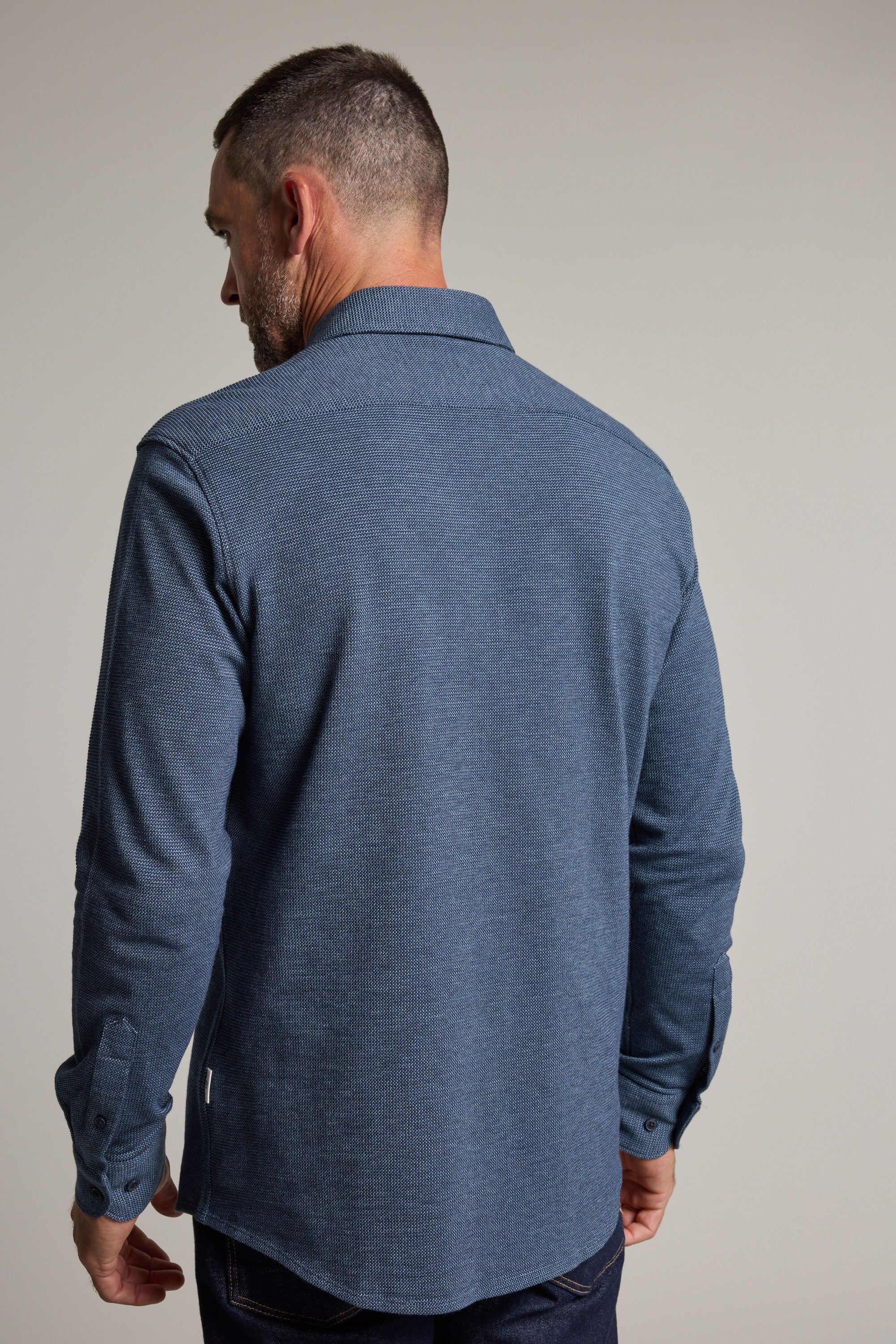 Barkers Frye Knit Shirt in navy, classic fit, additional view