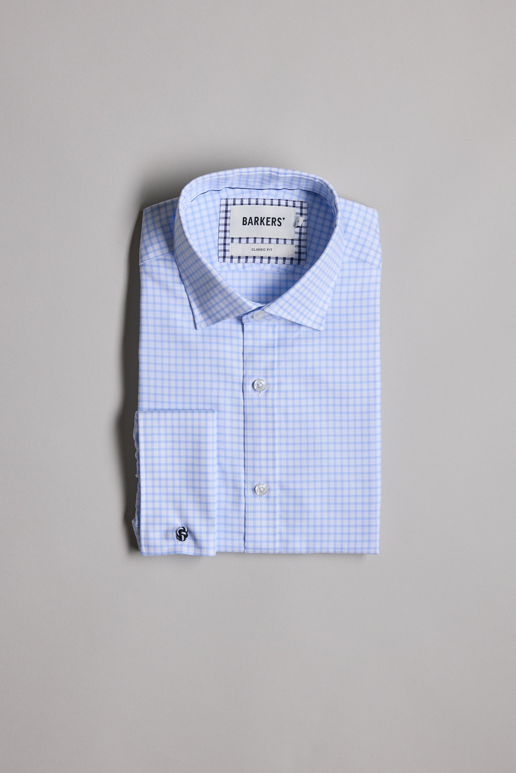 Barkers Enright French Cuff Business Shirt in light blue, classic fit, additional view