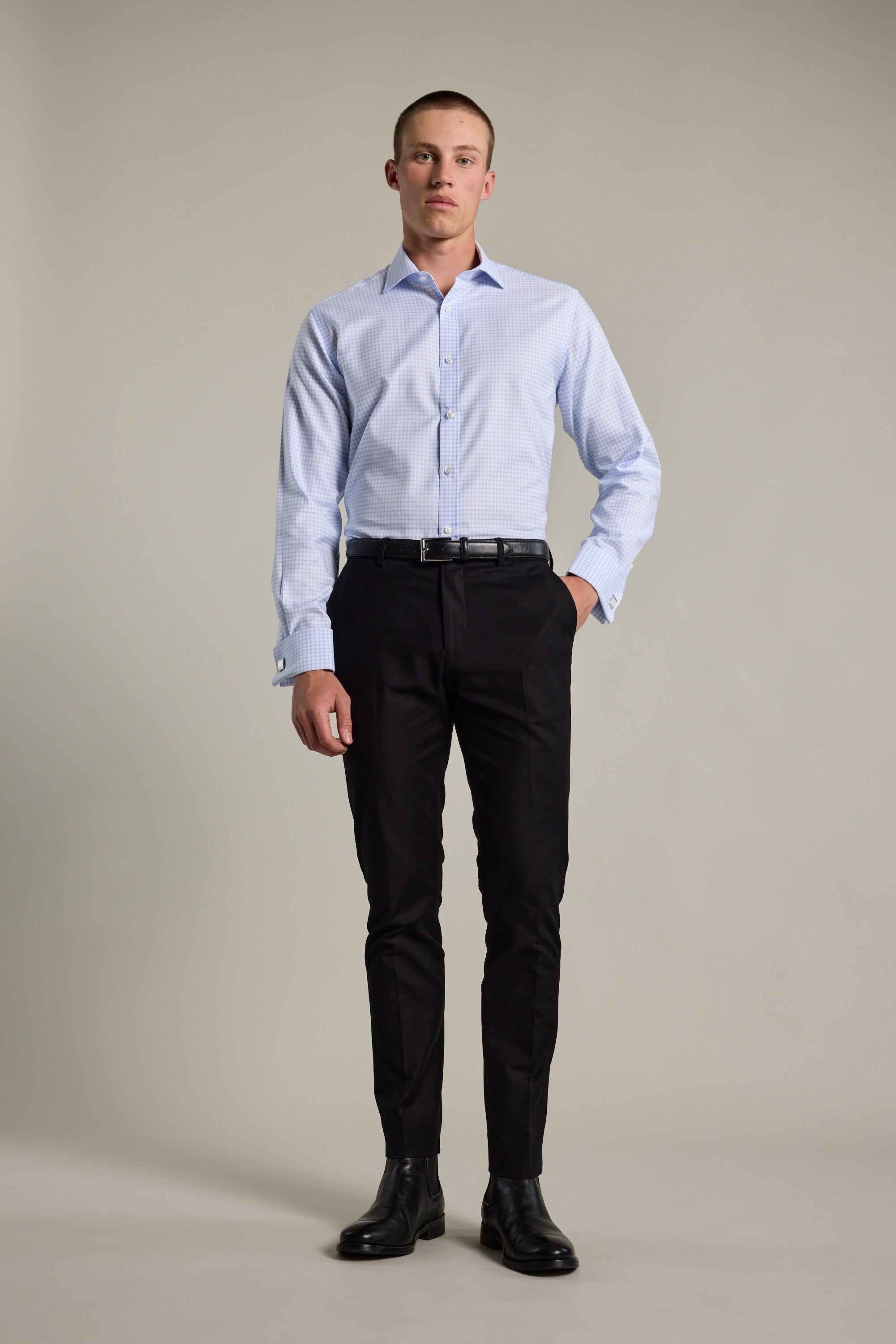 Barkers Enright French Cuff Business Shirt in light blue, classic fit, additional view