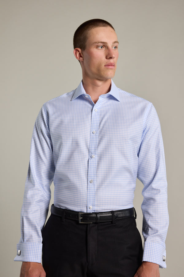 Barkers Enright French Cuff Business Shirt in light blue, classic fit, alternate view