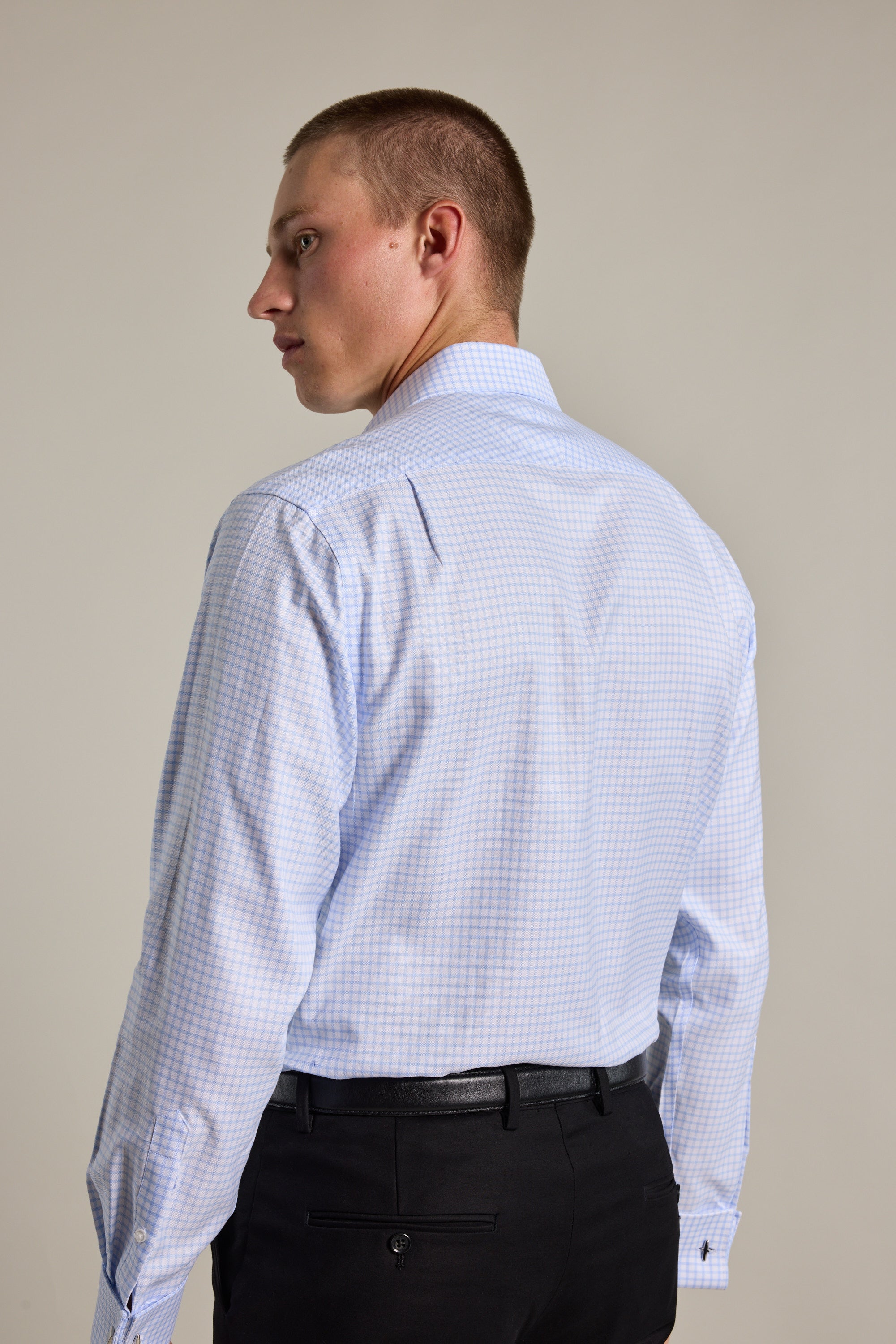 Barkers Enright French Cuff Business Shirt in light blue, classic fit, additional view