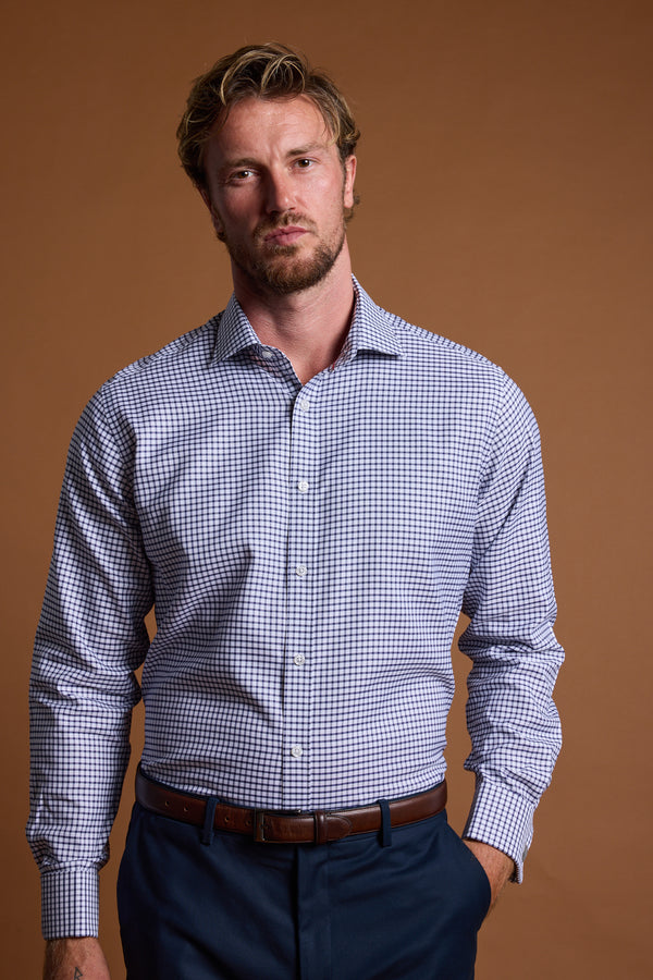 Barkers Enright French Cuff Business Shirt in navy, classic fit
