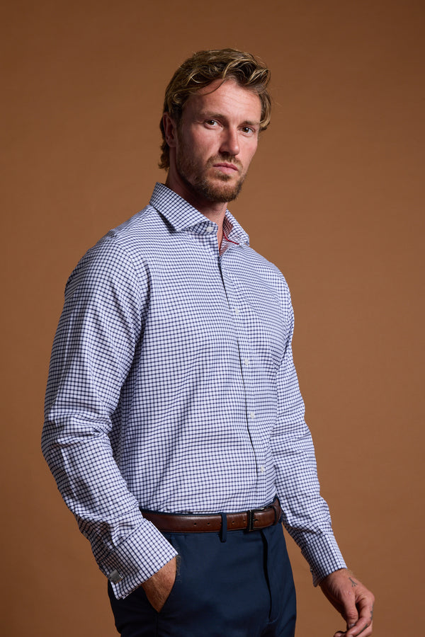 Barkers Enright French Cuff Business Shirt in navy, classic fit, additional view