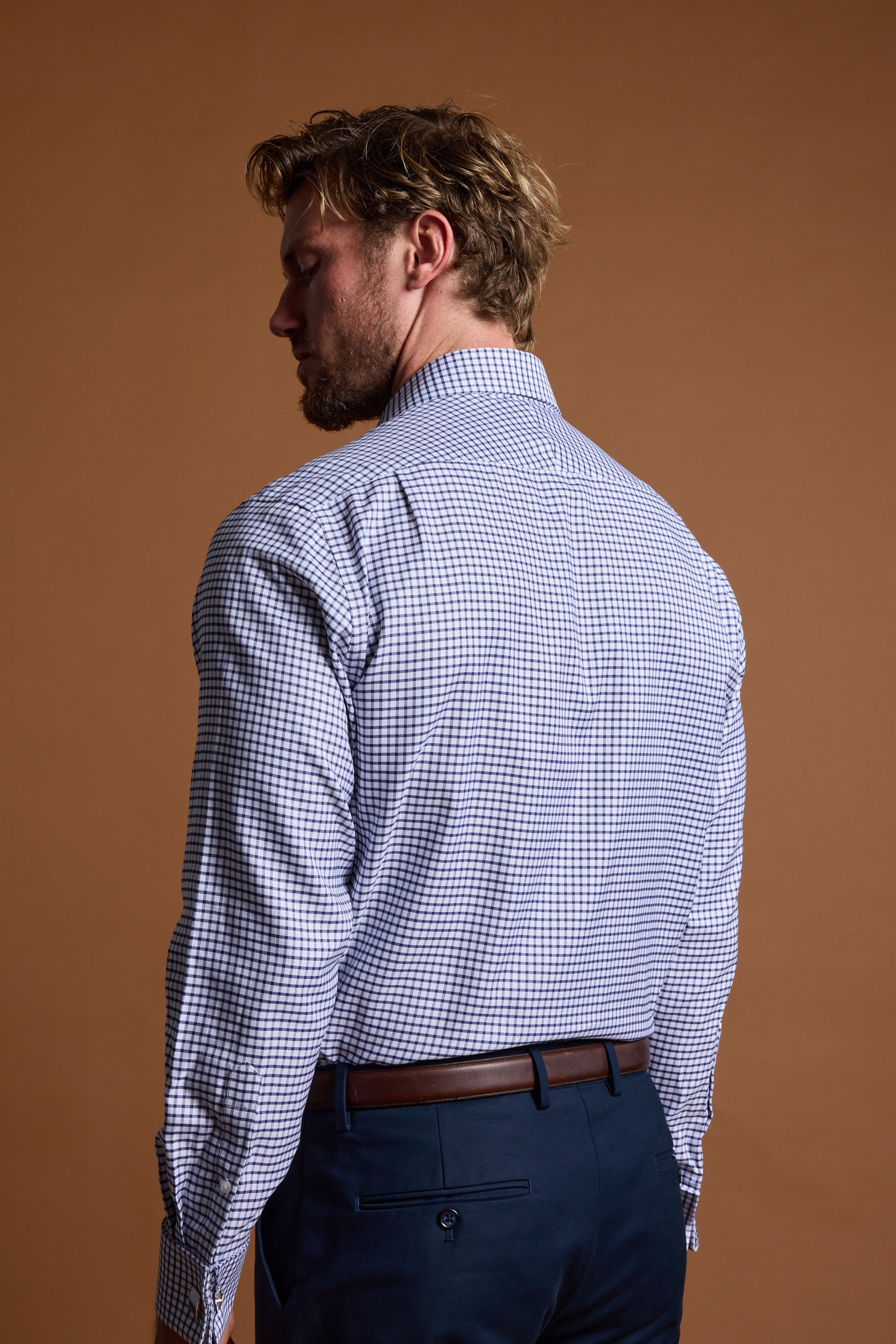 Barkers Enright French Cuff Business Shirt in navy, classic fit, additional view