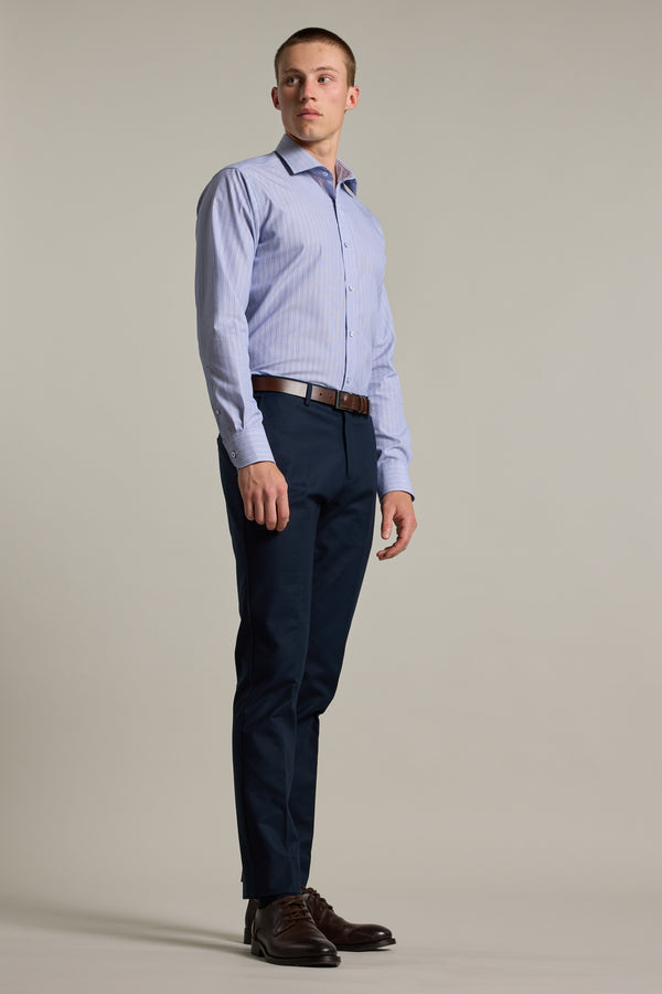 Barkers Cyrus Stripe Business Shirt in blue, tailored fit, alternate view
