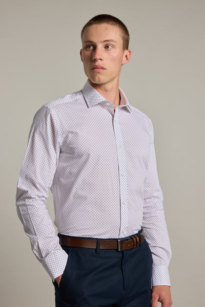 Barkers Foster Print Business Shirt in white, tailored fit