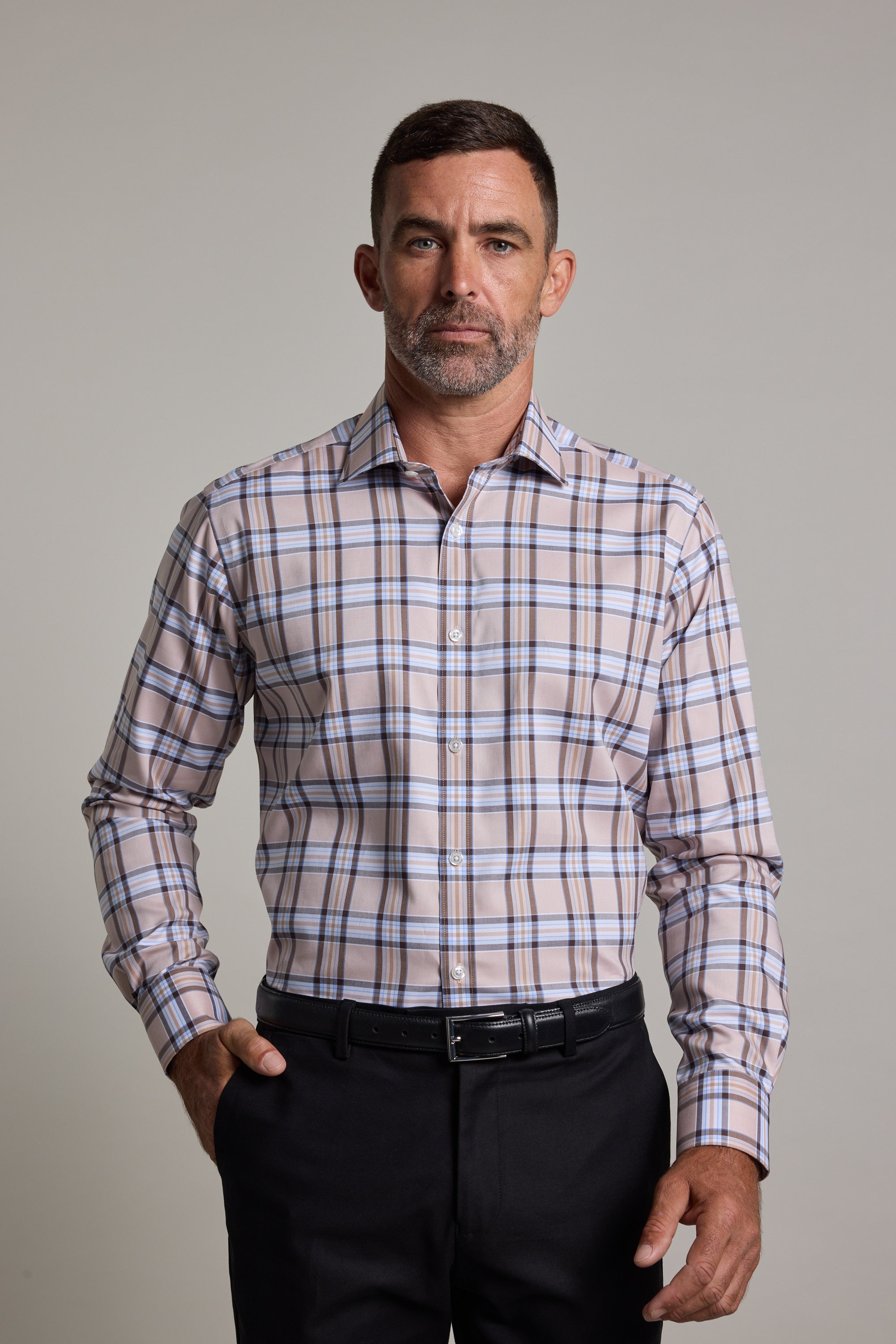 Barkers Kirkseyheck Business Shirt in brown check, classic fit, additional view