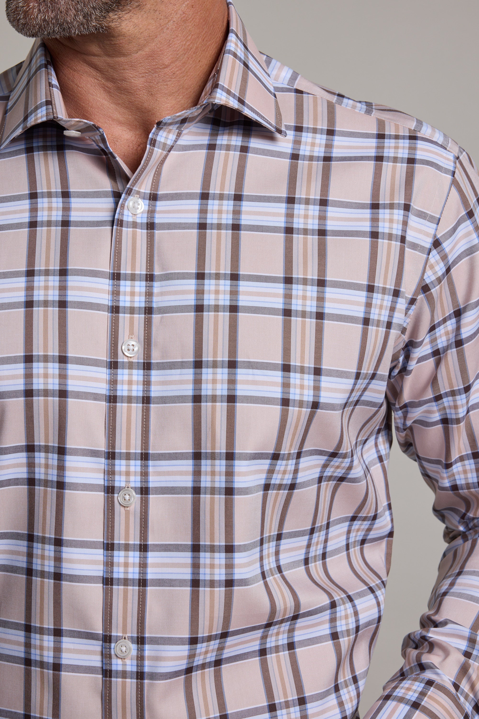 Barkers Kirkseyheck Business Shirt in brown check, classic fit, additional view