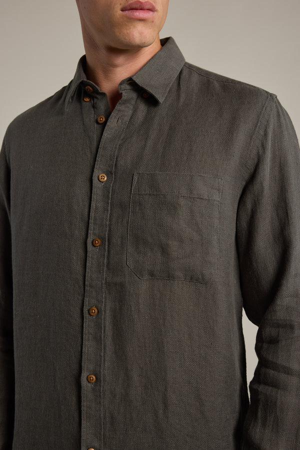 Barkers Delano Linen Shirt in khaki, classic fit, additional view