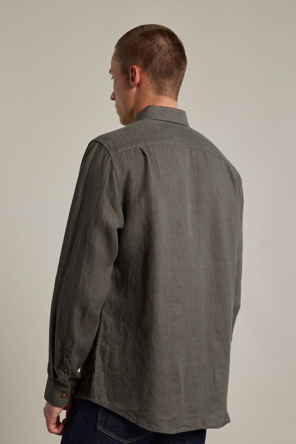Barkers Delano Linen Shirt in khaki, classic fit, additional view