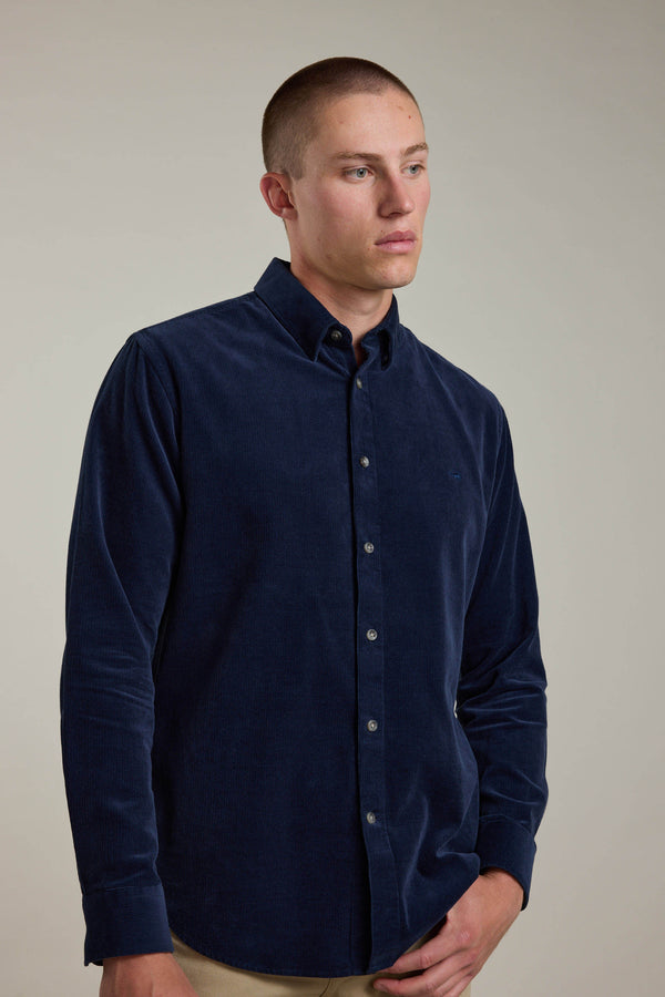 Barkers Wayne Cord Shirt in steel, tailored fit, additional view