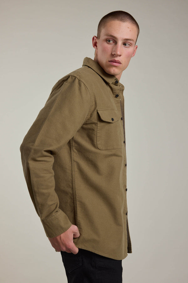 Barkers Tayler Moleskin Overshirt in olive, additional view