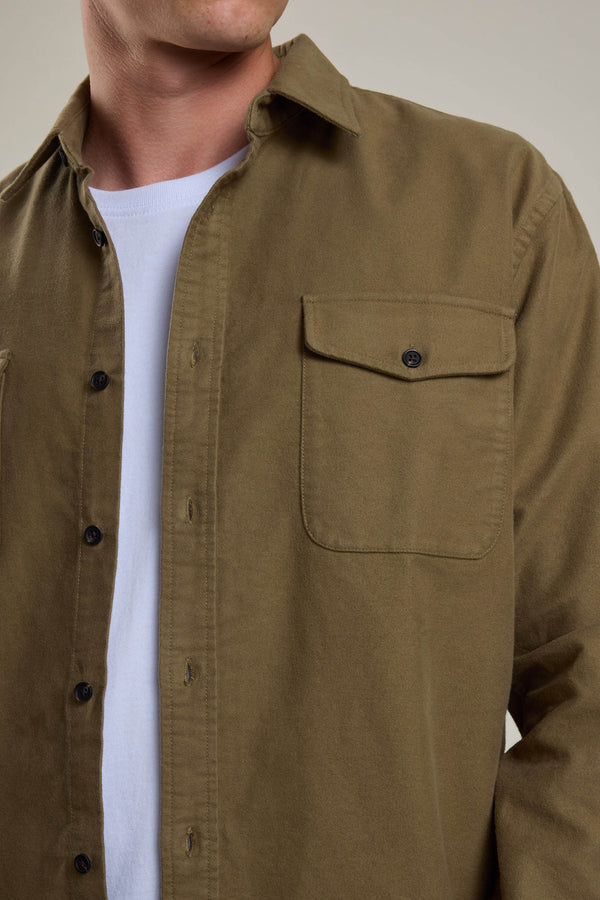 Barkers Tayler Moleskin Overshirt in olive, additional view