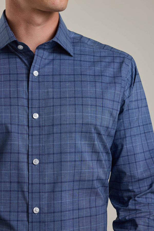 Barkers Marr Check Business Shirt in navy check, tailored fit, additional view