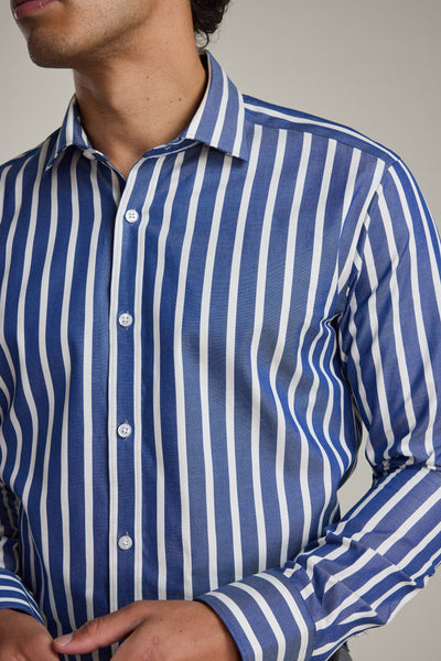 Barkers Nandas Stripe Business Shirt in navy, tailored fit