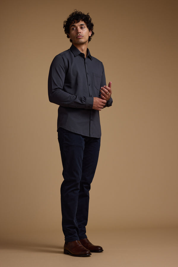 Barkers Abbotwill Knit Shirt in charcoal, tailored fit, additional view