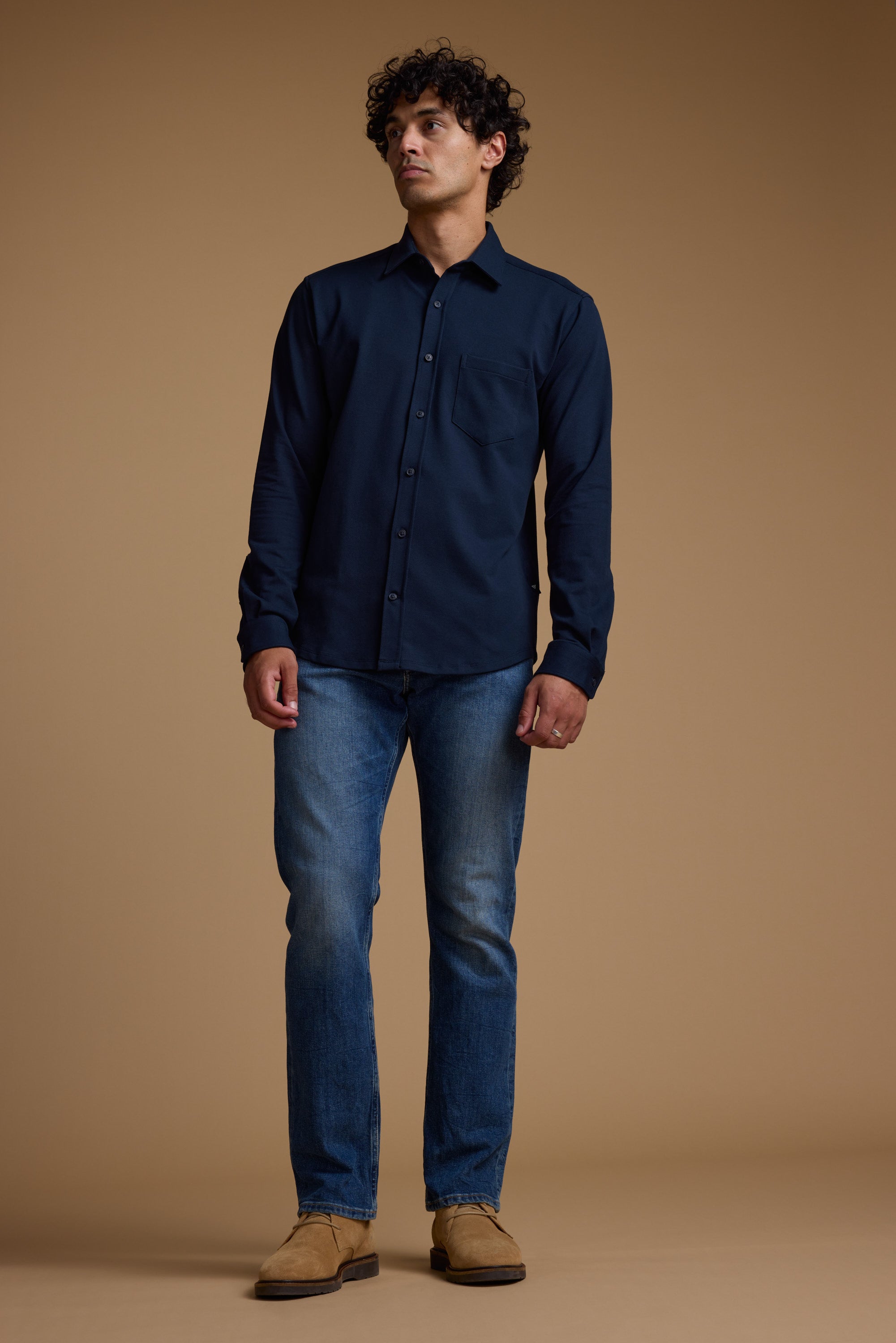 Barkers Abbotwill Knit Shirt in navy, tailored fit, additional view