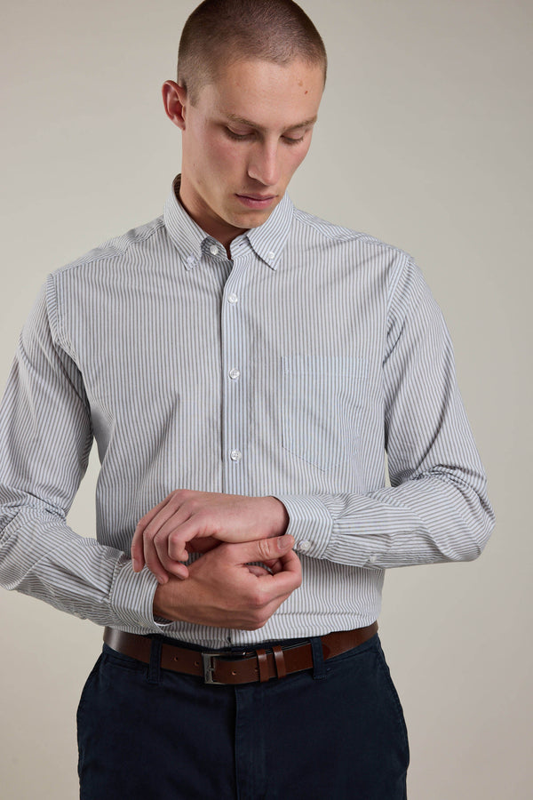 Barkers Miller Stripe Shirt in blue/white, tailored fit