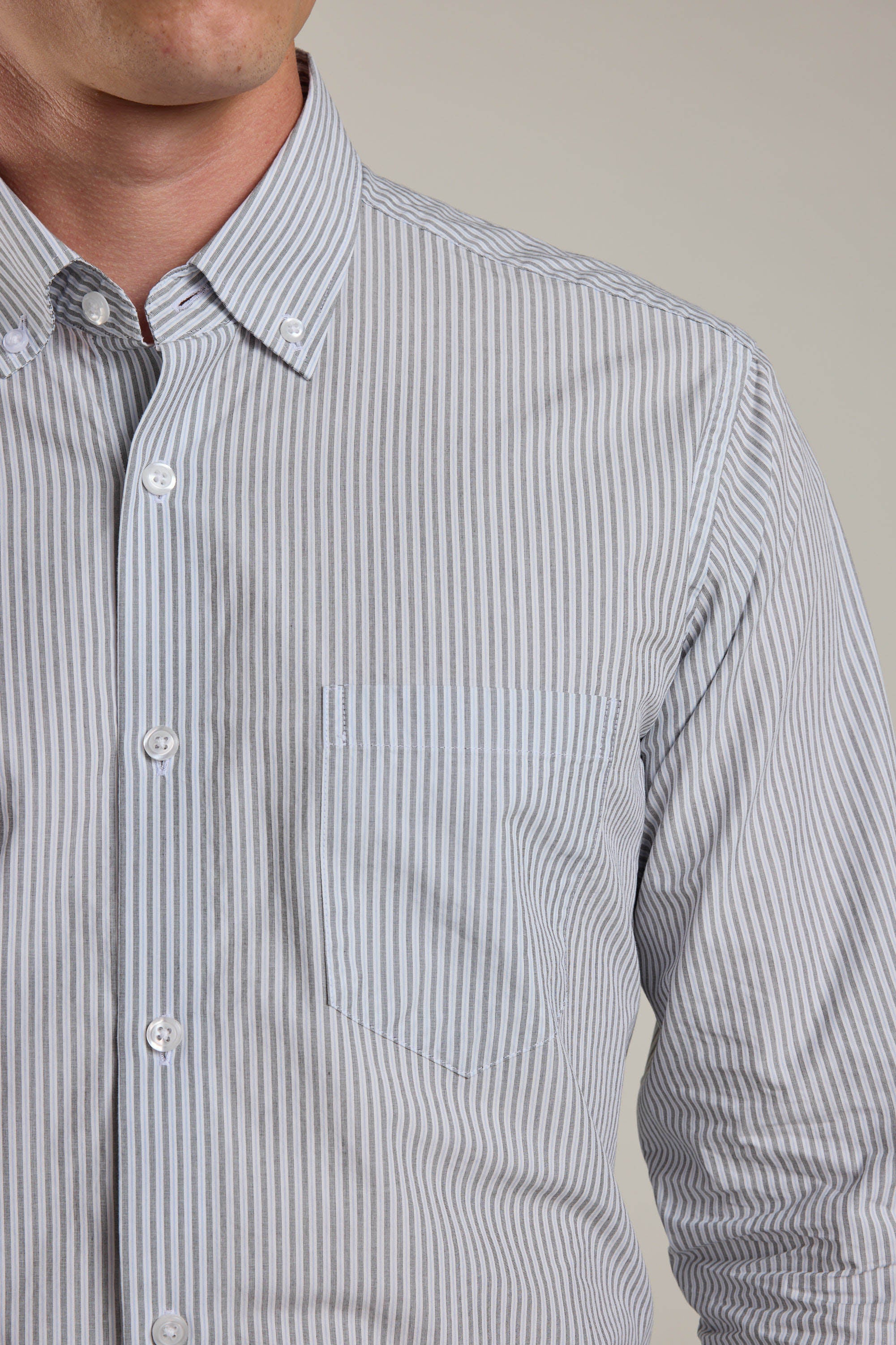 Barkers Miller Stripe Shirt in blue/white, tailored fit, additional view