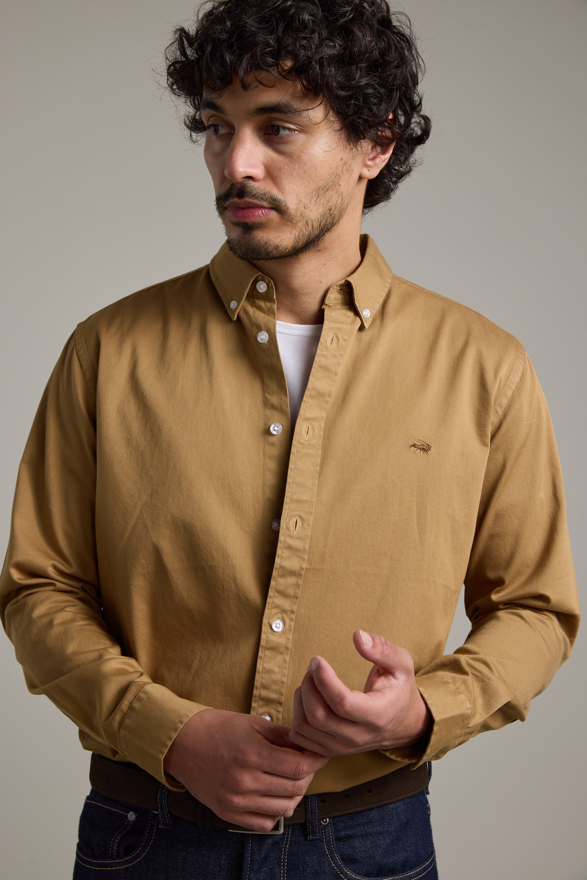 Barkers Norma GD Cotton Shirt in camel, classic fit, alternate view