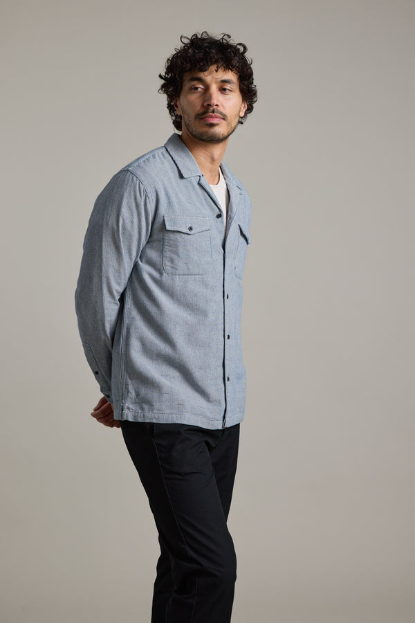 Barkers Sherman Cuban Overshirt in navy, additional view