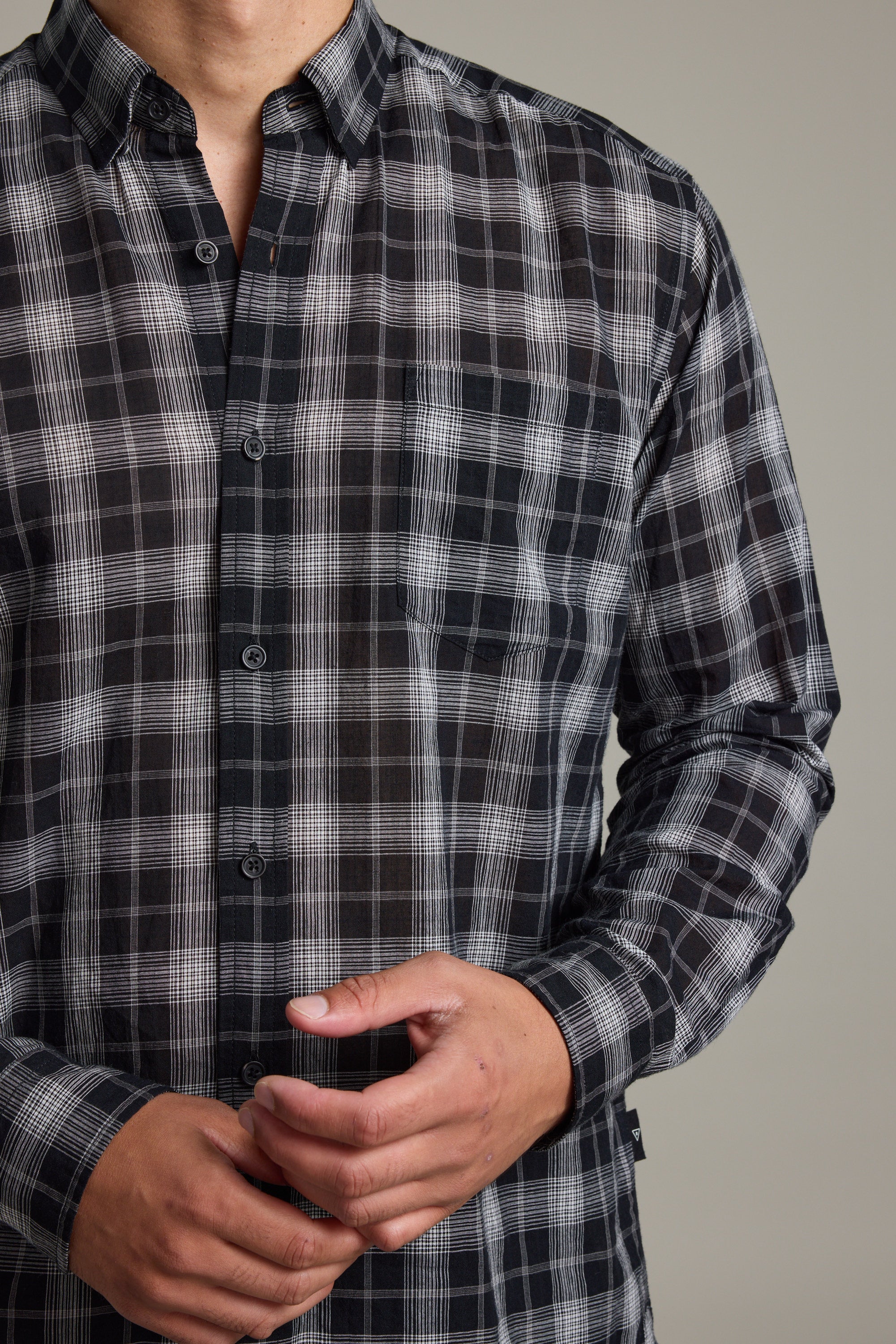 Barkers Carter Check Shirt in black/white, classic fit, additional view