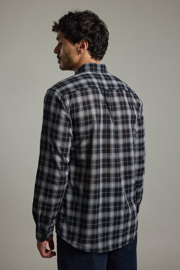 Barkers Carter Check Shirt in black/white, classic fit, additional view