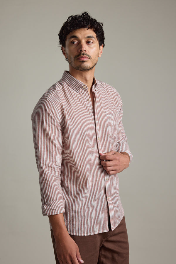 Barkers Sumter Stripe Shirt in red, tailored fit