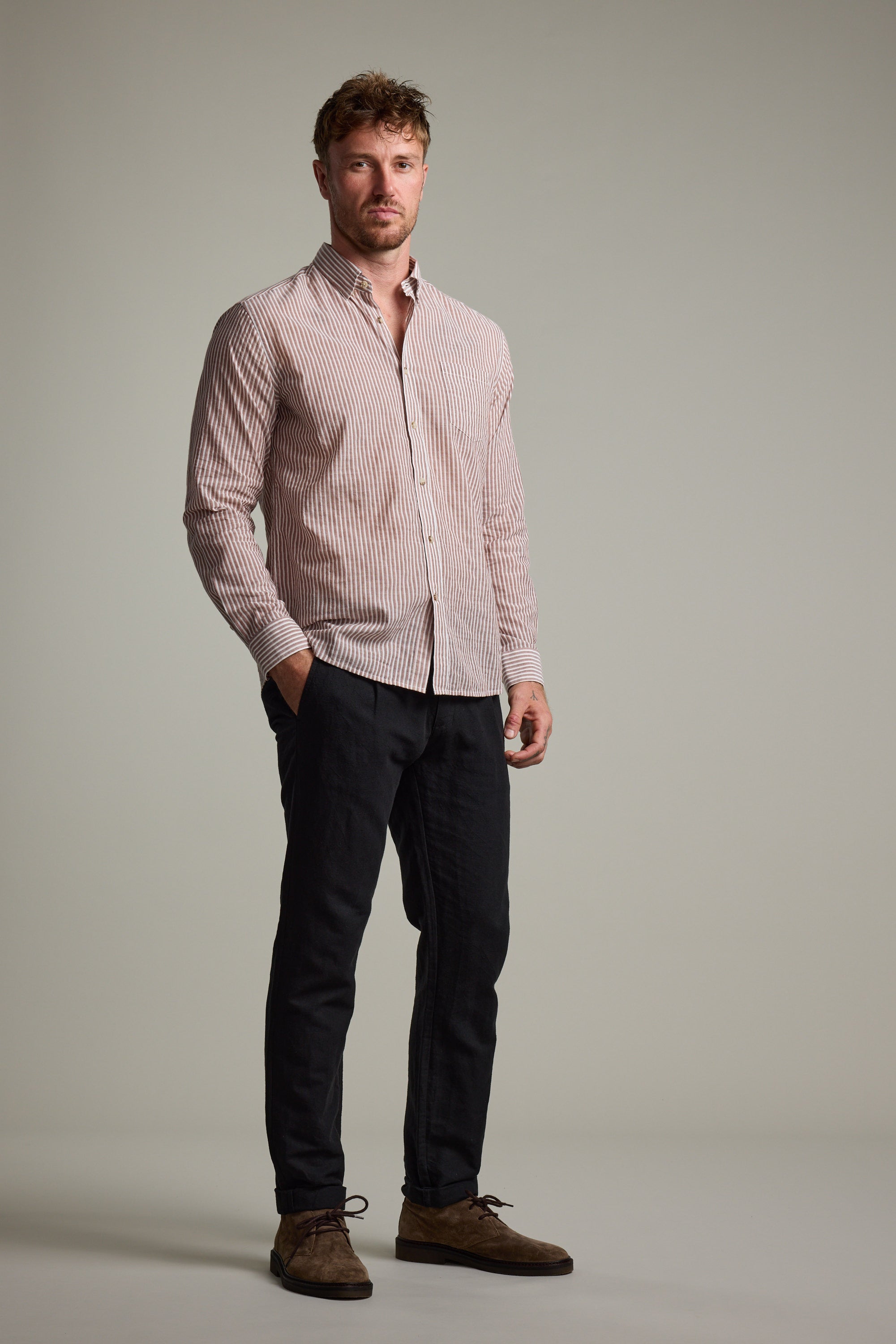 Barkers Sumter Stripe Shirt in red, tailored fit, additional view