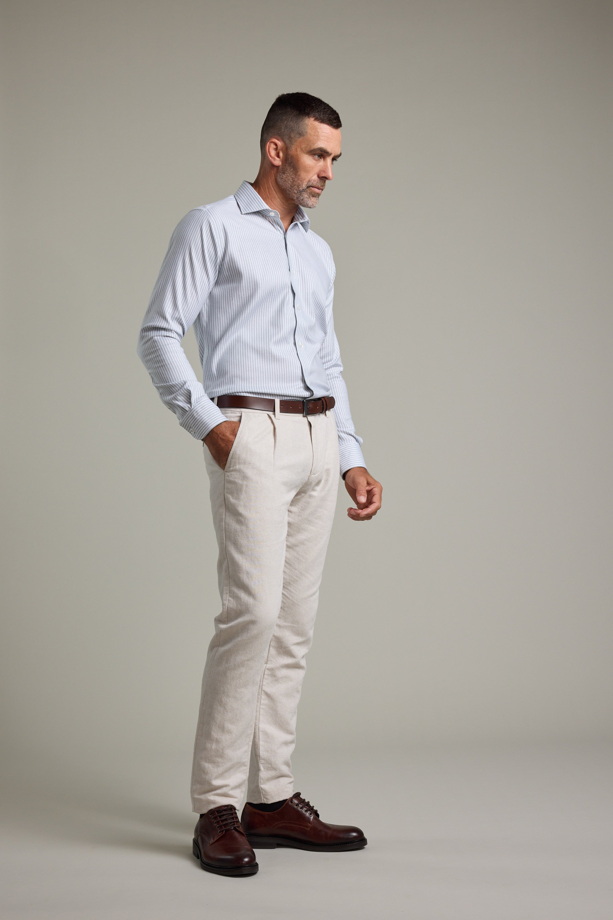 Barkers Clarke Stripe Business Shirt in green/white, tailored fit, additional view