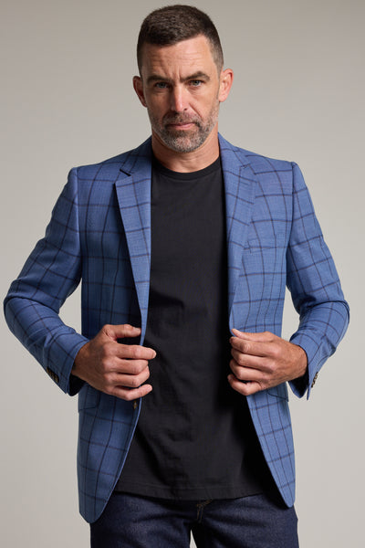Barkers Flume Check Blazer in blue check, wool